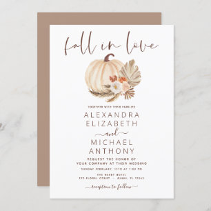 Invitation Tombe en amour Mariage Pampas Citrouille en herbe
