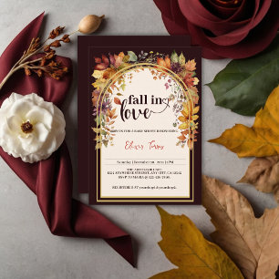 Invitation Tomber Amoureux Avec Bébé Automne Feuilles Douche