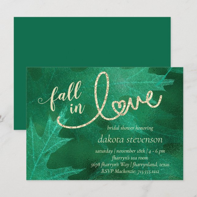 Invitation Tomber amoureux de l'automne | Fête des mariées ve (Devant / Derrière)