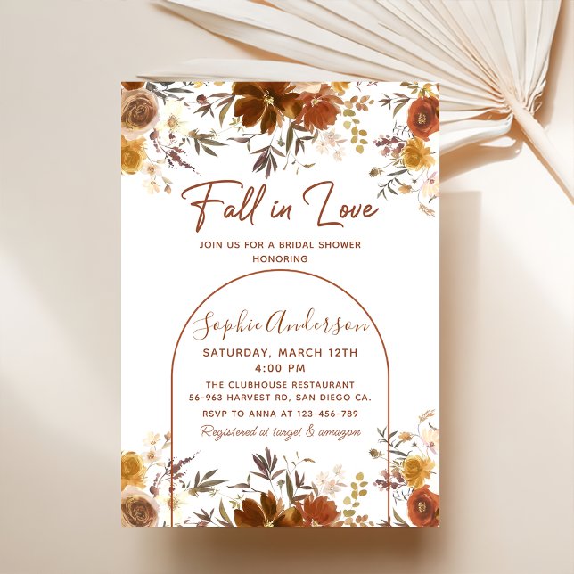 Invitation Tomber amoureux Élégante Fête des mariées Florale (Créateur téléchargé)