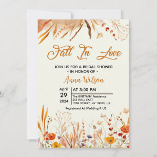 Invitation tomber amoureux Fête des mariées rustique aquarell