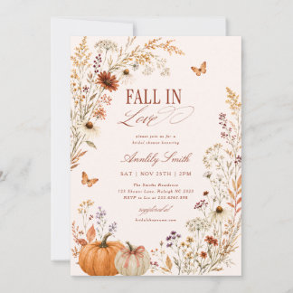 Invitation Tomber Amoureux Nœud Papillon Citrouille Floral Ma