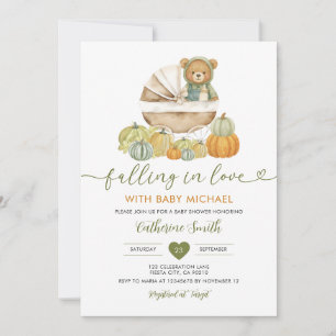 Invitation Tomber amoureux Ours Citrouille Baby shower En vic