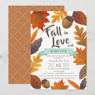 Invitation Tomber dans l'amour Automne Feuilles Baby shower B