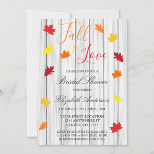 Invitation Tomber dans l'amour Automne Feuilles Fête des mari