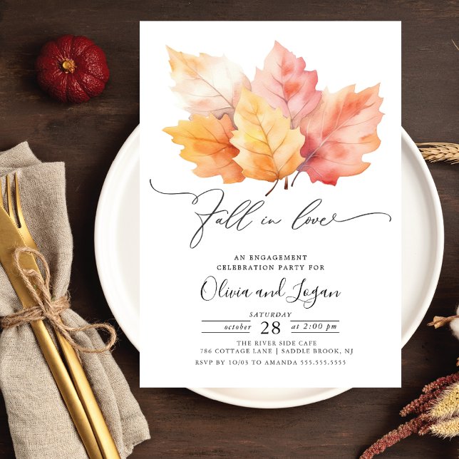Invitation Tomber dans l'amour Automne Quitte la partie d'eng (Créateur téléchargé)