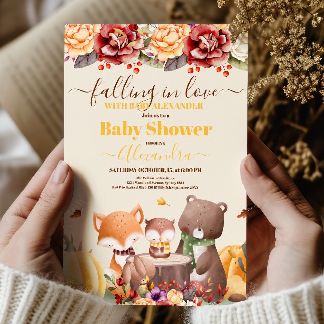 Invitation Tomber dans l'amour Baby Baby shower boisé (Créateur téléchargé)