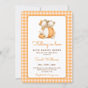 Invitation Tomber dans l'amour Baby shower Citrouille Twins