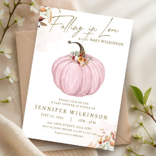 Invitation Tomber dans l'amour Citrouille rose Baby shower fi