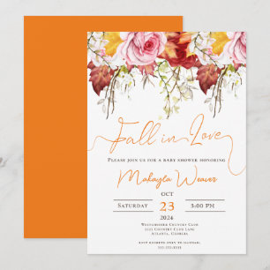 Invitation Tomber dans l'amour Editable Baby shower d'automne