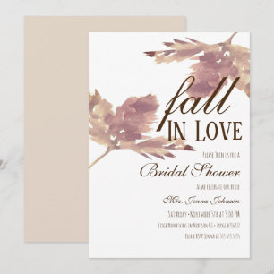 Invitation Tomber dans l'amour Fête des mariées de feuille d'