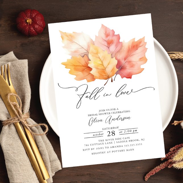 Invitation Tomber dans l'amour Feuilles d'automne Fête des ma (Créateur téléchargé)