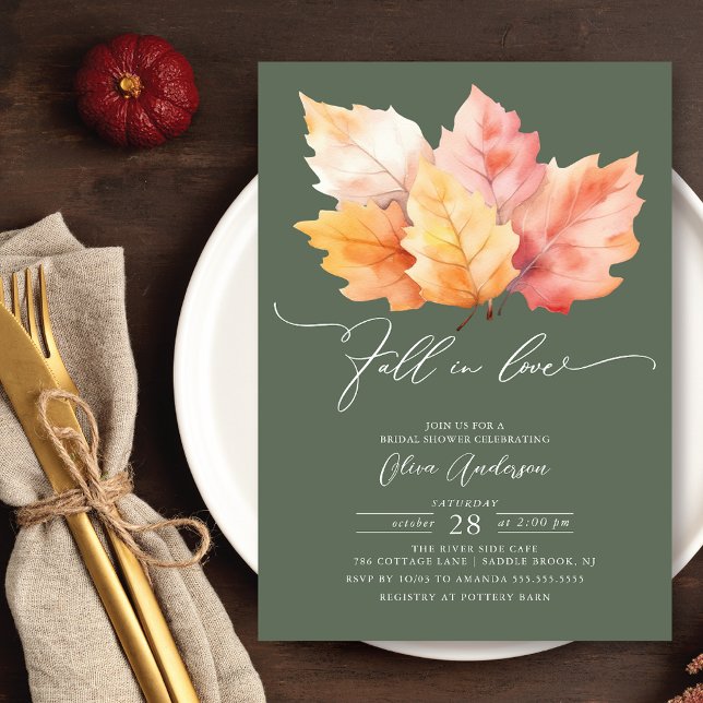 Invitation Tomber dans l'amour Feuilles d'automne Fête des ma (Créateur téléchargé)