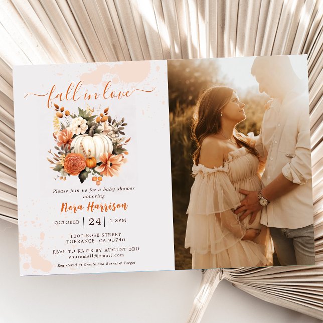 Invitation Tomber dans l'amour Fleur sauvage Baby shower Moti (Créateur téléchargé)