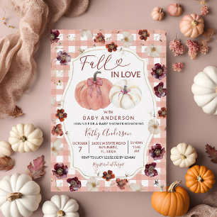 Invitation Tomber dans l'amour Floral rose Citrouille Baby sh