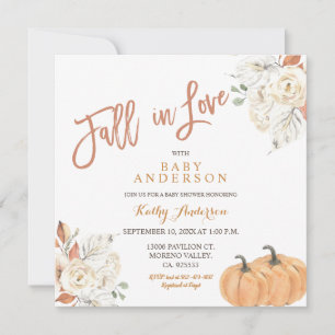 Invitation Tomber dans l'amour Rustique Baby shower Citrouill