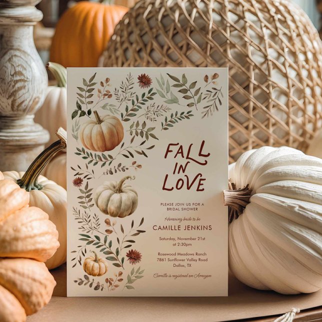 Invitation Tomber dans l'amour Rustique Fête des mariées d'au (Rustic Fall in Love Bridal Shower Invitation)