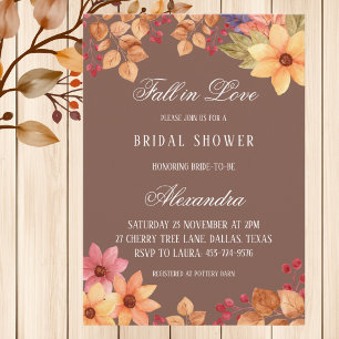 Invitation Tomber dans l'amour Rustique Mocha Fête des mariée