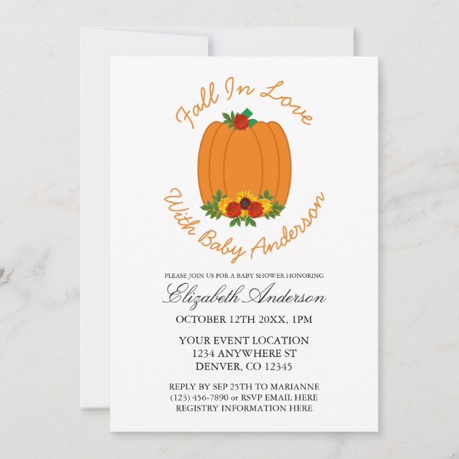 Invitation Tomber dans le Baby shower de l'amour (Devant)