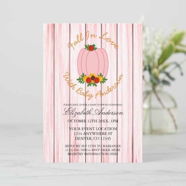 Invitation Tomber dans le Baby shower de l'amour (Debout devant)