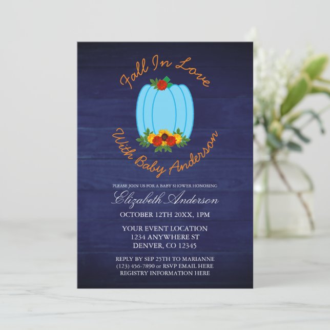 Invitation Tomber dans le Baby shower de l'amour (Debout devant)