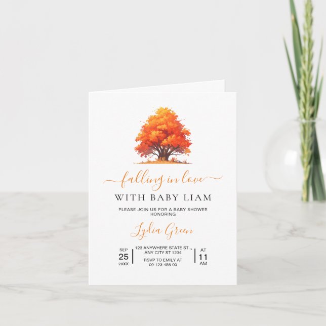 Invitation Tomber dans le Baby shower de l'amour, Baby shower (Devant)