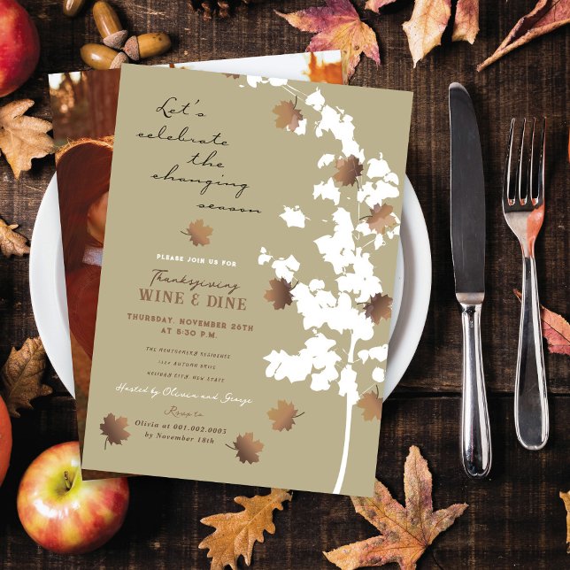 Invitation Tomber L'Automne Feuilles Thanksgiving Diner (Créateur téléchargé)
