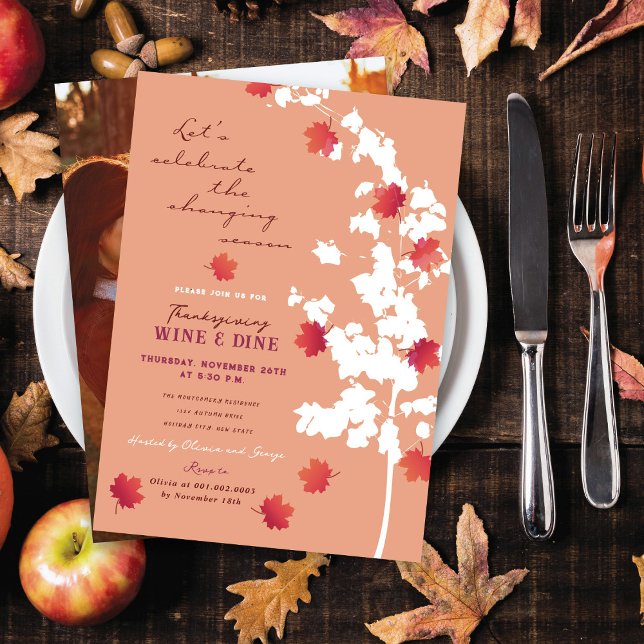 Invitation Tomber L'Automne Feuilles Thanksgiving Diner (Créateur téléchargé)