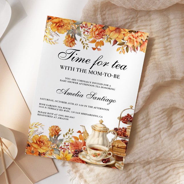 Invitation Tomber Le Thé Floral Avec Maman Pour Être Baby sho (Créateur téléchargé)