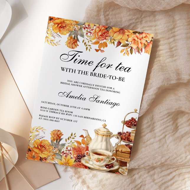 Invitation Tomber Thé Floral Avec Mariée Pour Être Fête des m (Créateur téléchargé)
