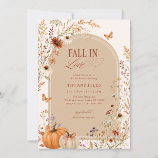 Invitation Tombez Amoureux Arc Citrouille Floral Baby Shower