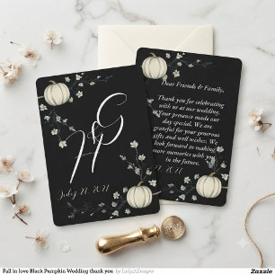 Invitation Tombez amoureux Citrouille noire Mariage merci
