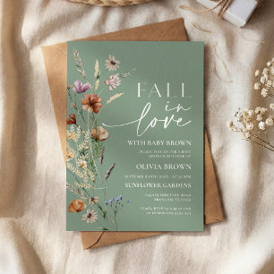 Invitation Tombez amoureux de la baby shower aux fleurs sauva