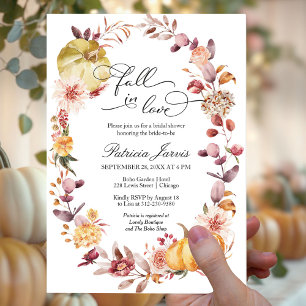 Invitation Tombez amoureux des feuilles d'automne et citrouil