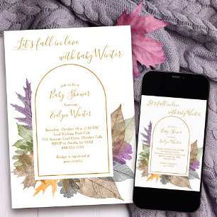 Invitation Tombez amoureux Feuilles d'octobre Élégante Baby S