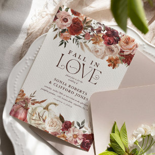 Invitation 'Tombez amoureux' Fleurs d'automne Citrouille Mari