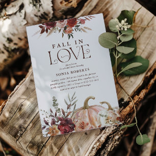Invitation 'Tombez amoureux' Fleurs d'automne Fête de mariage
