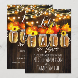 Invitation Tombons amoureux Automne Feuilles et lumières Mari
