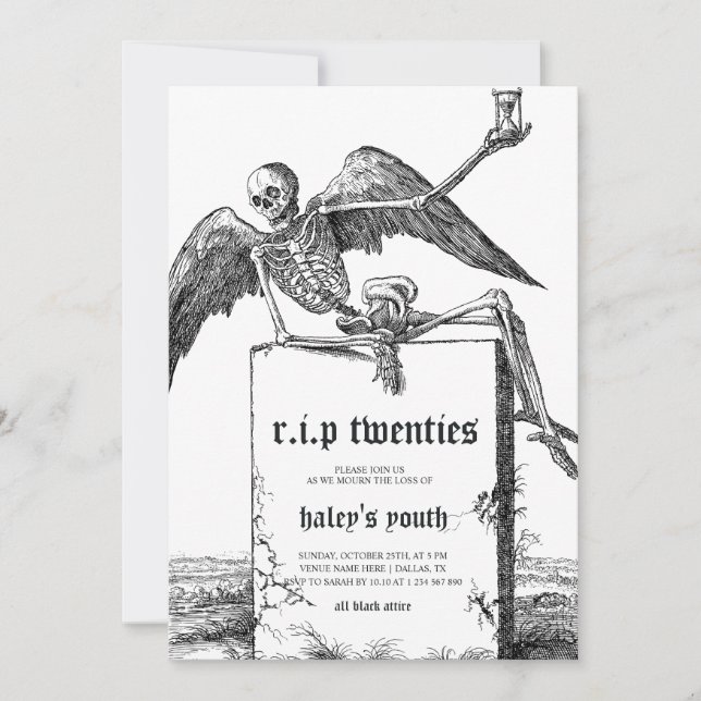 Invitation Tombstone RIP Années 20's Funny 30e anniversaire (Devant)