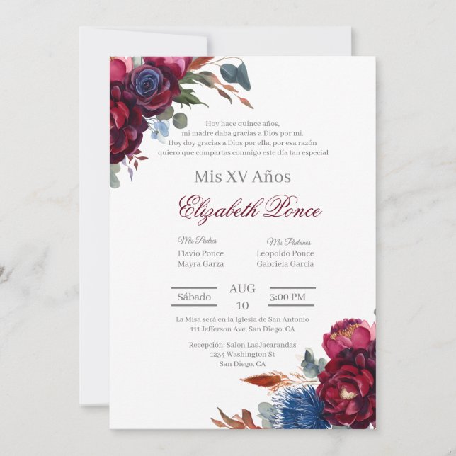 Invitation Ton bijou Quinceañera (Devant)