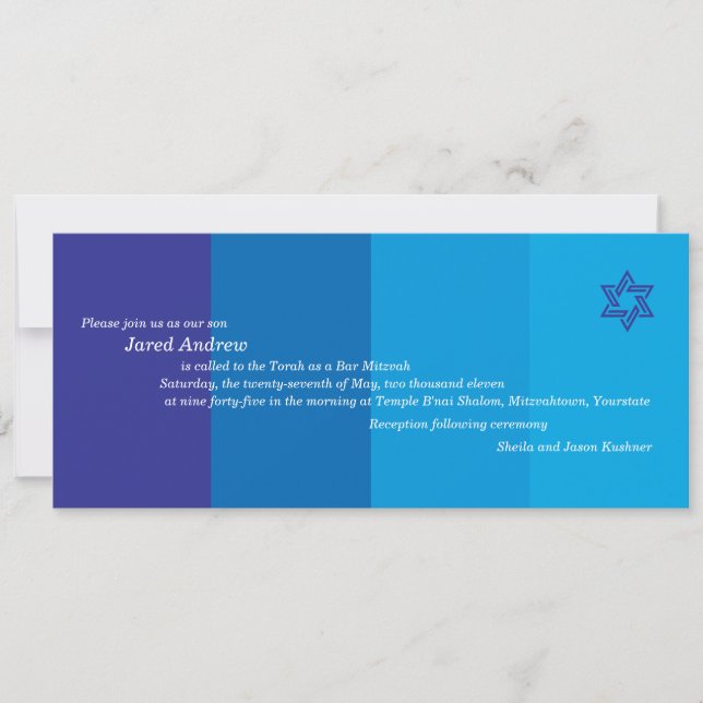Invitation Tonal Blue Bar Mitzvah (Devant)