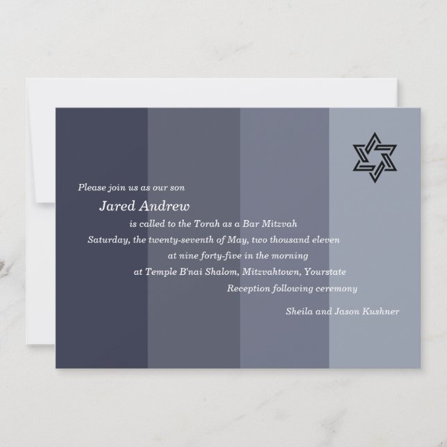 Invitation Tonal Gray Bar Mitzvah (Devant)