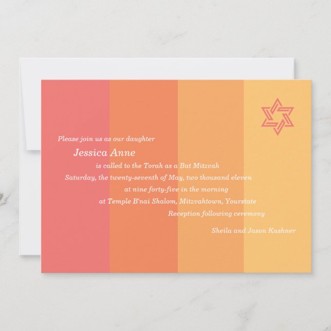 Invitation tonale de bat mitzvah d'agrume (Devant)