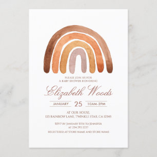 Invitation Tonalité Terre Aquarelle Boho Arc-en-ciel Baby sho