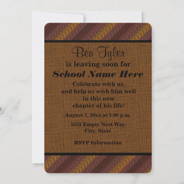 Invitation Tonalité Terre Brown rouille "Off To College" Invi (Devant)