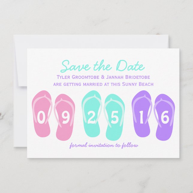 Invitation Tongs de plage Enregistrer la date (Devant)