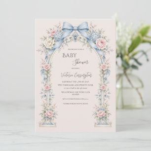 Invitation Tonnelle Florale Rose Élégante pour Baby Shower Vi