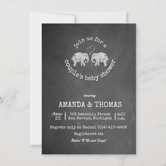 Invitation Tonnes du baby shower du couple de tableau d'amour (Devant)