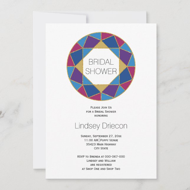 Invitation Tons bijoux géométriques douche nuptiale mariage m (Devant)