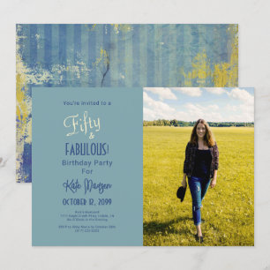 Invitation Tons De Bleu 50 & FABULEUSE Photo Anniversaire